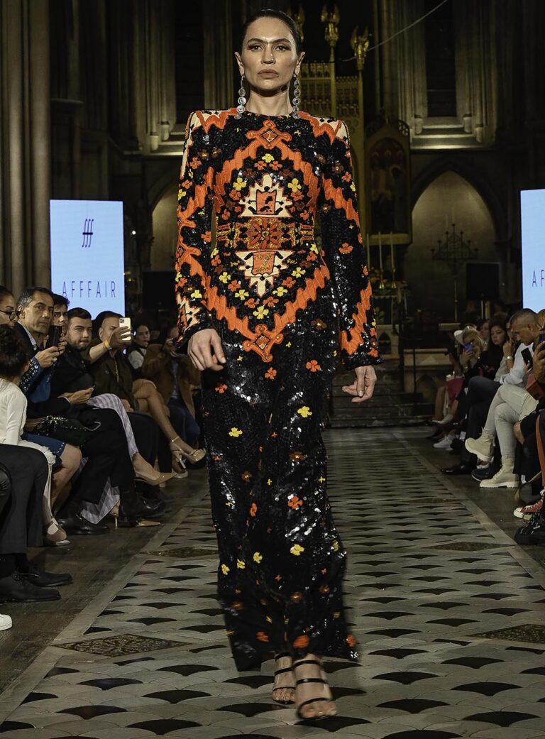 Designer Rufat Ismayil’s “Sumakh by AFFFAIR” collection at Paris City Fashion Week, Oct 2021