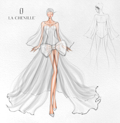 La_Chenille bridal dress sketch