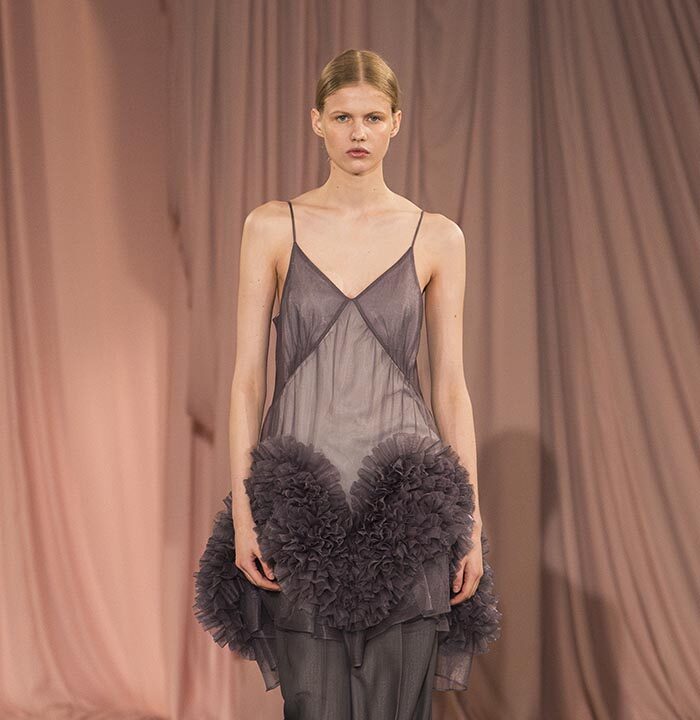 Model on the catwalk at the Time fashion show in Paris, Spring Summer 2025 Ready To Wear Fashion Week