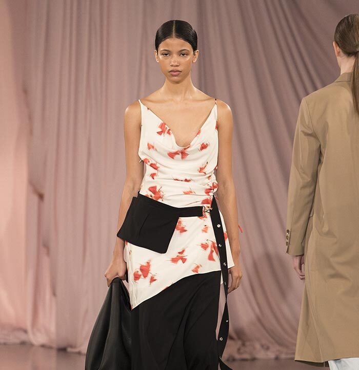 Model on the catwalk at the Time fashion show in Paris, Spring Summer 2025 Ready To Wear Fashion Week