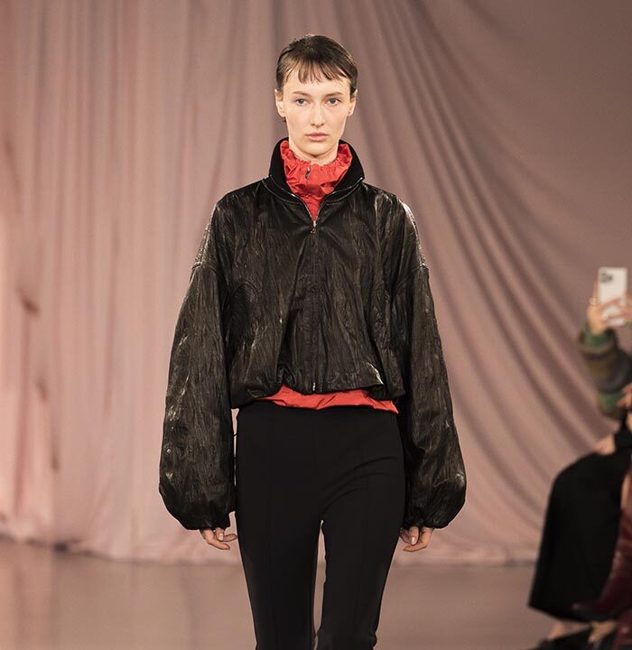 Model on the catwalk at the Time fashion show in Paris, Spring Summer 2025 Ready To Wear Fashion Week