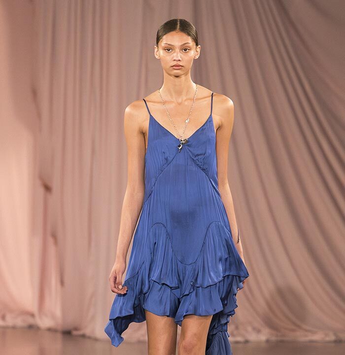 Model on the catwalk at the Time fashion show in Paris, Spring Summer 2025 Ready To Wear Fashion Week