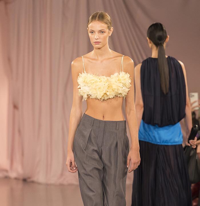 Model on the catwalk at the Time fashion show in Paris, Spring Summer 2025 Ready To Wear Fashion Week