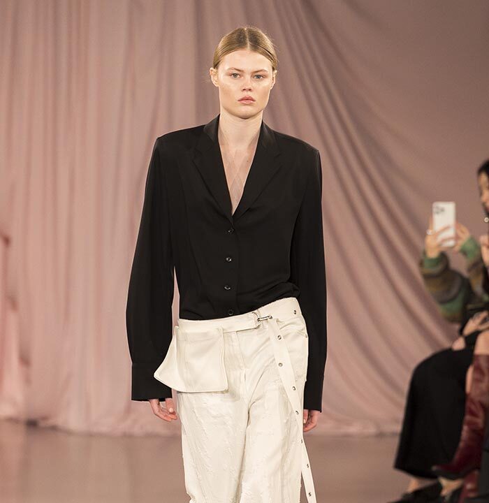 Model on the catwalk at the Time fashion show in Paris, Spring Summer 2025 Ready To Wear Fashion Week