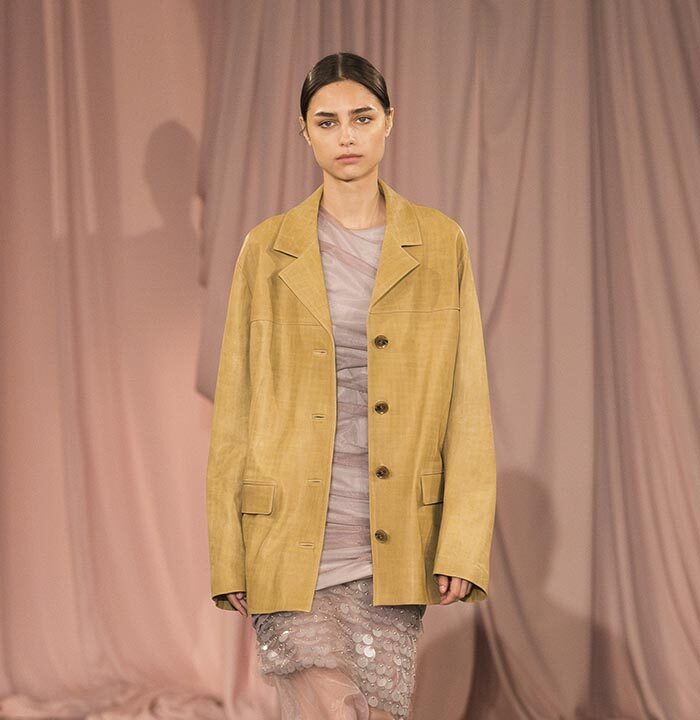 Model on the catwalk at the Time fashion show in Paris, Spring Summer 2025 Ready To Wear Fashion Week