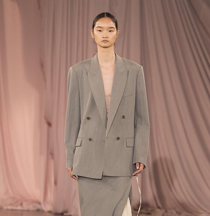 Model on the catwalk at the Time fashion show in Paris, Spring Summer 2025 Ready To Wear Fashion Week